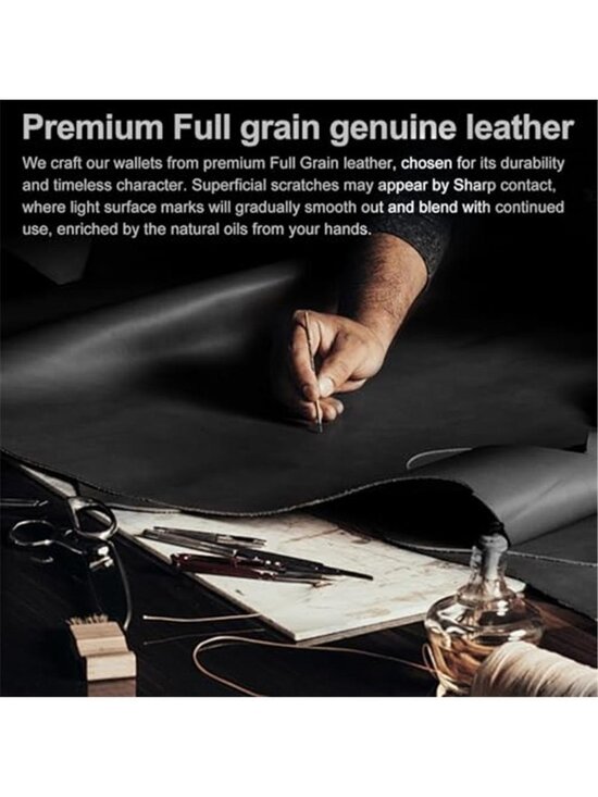 FOXHACKLE Leather Credit Card Holder for Mens, Thin Bifold  Men\'s Leather Wallet RFID Minimalist Bifold Credit Card Holder